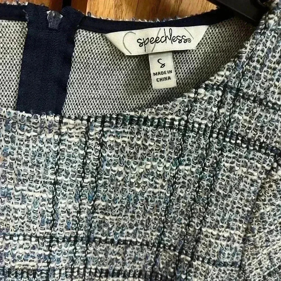 Speechless Woven Dress Fit and Flare Womens Junior Medium Black White Teal Plaid - Picture 5 of 6